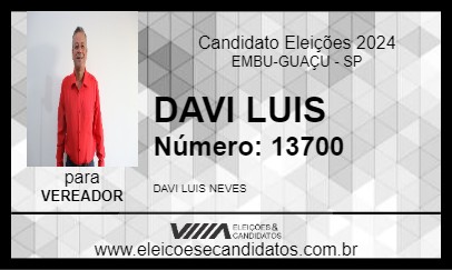 Candidato DAVI LUIS 2024 - EMBU-GUAÇU - Eleições