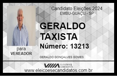 Candidato GERALDO TAXISTA 2024 - EMBU-GUAÇU - Eleições