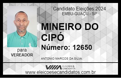 Candidato MINEIRO DO CIPÓ 2024 - EMBU-GUAÇU - Eleições