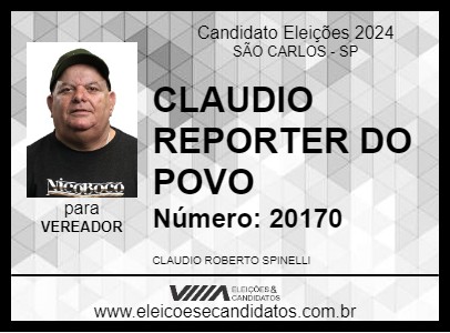 Candidato CLAUDIO REPORTER DO POVO 2024 - SÃO CARLOS - Eleições