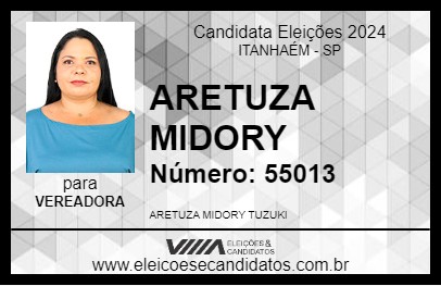 Candidato ARETUZA MIDORY 2024 - ITANHAÉM - Eleições