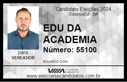 Candidato EDU DA ACADEMIA 2024 - ITANHAÉM - Eleições