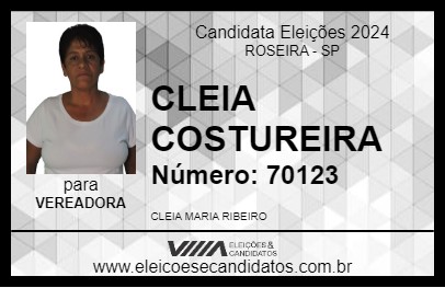 Candidato CLEIA COSTUREIRA 2024 - ROSEIRA - Eleições