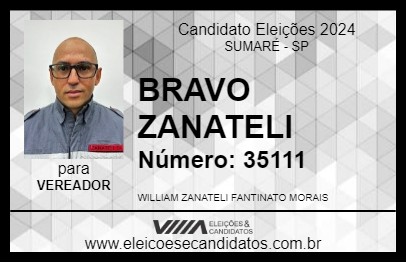 Candidato BRAVO ZANATELI 2024 - SUMARÉ - Eleições