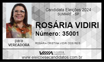 Candidato ROSÁRIA VIDIRI 2024 - SUMARÉ - Eleições