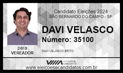 Candidato DAVI VELASCO 2024 - SÃO BERNARDO DO CAMPO - Eleições