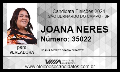 Candidato JOANA NERES 2024 - SÃO BERNARDO DO CAMPO - Eleições