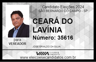 Candidato CEARÁ DO LAVÍNIA 2024 - SÃO BERNARDO DO CAMPO - Eleições