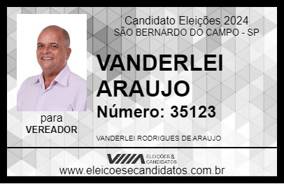 Candidato VANDERLEI ARAUJO 2024 - SÃO BERNARDO DO CAMPO - Eleições