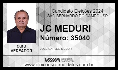 Candidato JC MEDURI 2024 - SÃO BERNARDO DO CAMPO - Eleições