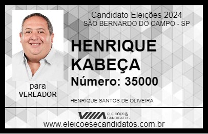 Candidato HENRIQUE KABEÇA 2024 - SÃO BERNARDO DO CAMPO - Eleições