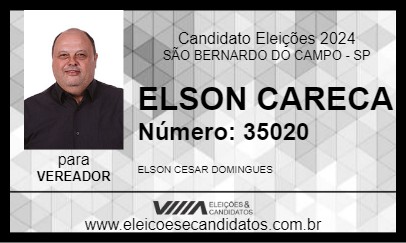 Candidato ELSON CARECA 2024 - SÃO BERNARDO DO CAMPO - Eleições