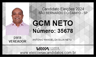 Candidato NETO 2024 - SÃO BERNARDO DO CAMPO - Eleições