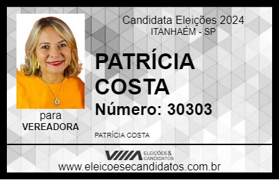 Candidato PATRÍCIA COSTA 2024 - ITANHAÉM - Eleições