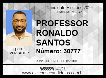 Candidato PROFESSOR RONALDO SANTOS 2024 - ITANHAÉM - Eleições