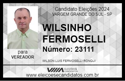 Candidato WILSINHO FERMOSELLI 2024 - VARGEM GRANDE DO SUL - Eleições