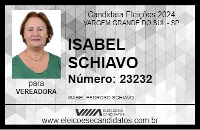 Candidato ISABEL SCHIAVO 2024 - VARGEM GRANDE DO SUL - Eleições