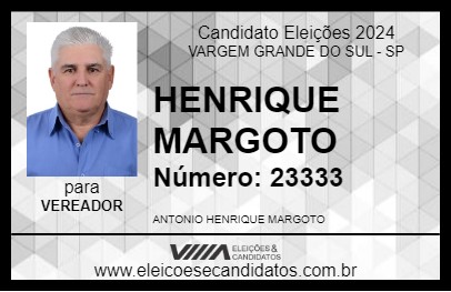 Candidato HENRIQUE MARGOTO 2024 - VARGEM GRANDE DO SUL - Eleições