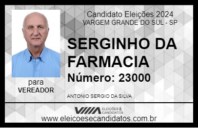 Candidato SERGINHO DA FARMACIA 2024 - VARGEM GRANDE DO SUL - Eleições