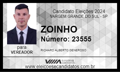 Candidato ZOINHO 2024 - VARGEM GRANDE DO SUL - Eleições