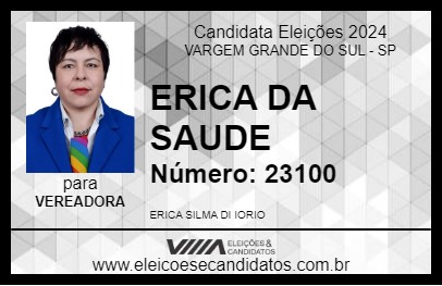 Candidato ERICA DA SAUDE 2024 - VARGEM GRANDE DO SUL - Eleições