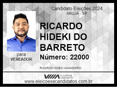 Candidato RICARDO HIDEKI DO BARRETO 2024 - ARUJÁ - Eleições