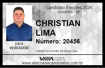 Candidato CHRISTIAN LIMA 2024 - GUARIBA - Eleições