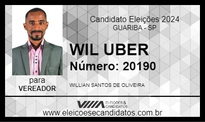 Candidato WIL UBER 2024 - GUARIBA - Eleições