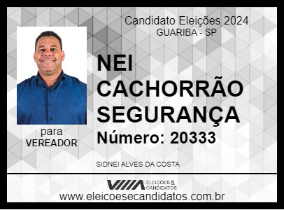 Candidato SIDNEI CACHORRÃO SEGURANÇA 2024 - GUARIBA - Eleições