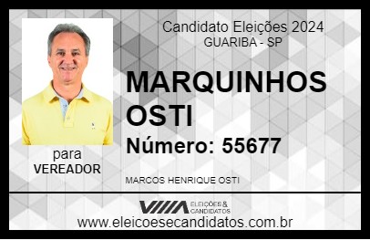 Candidato MARQUINHOS OSTI 2024 - GUARIBA - Eleições