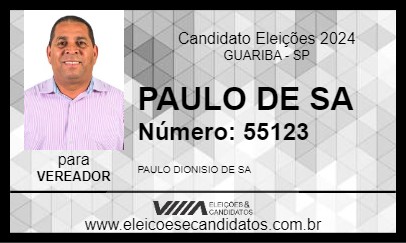 Candidato PAULO DE SA 2024 - GUARIBA - Eleições