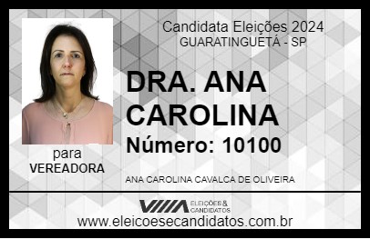 Candidato DRA. ANA CAROLINA 2024 - GUARATINGUETÁ - Eleições