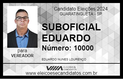 Candidato SUBOFICIAL  EDUARDO 2024 - GUARATINGUETÁ - Eleições