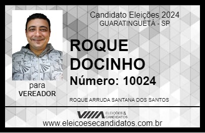 Candidato ROQUE DOCINHO 2024 - GUARATINGUETÁ - Eleições