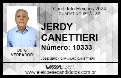 Candidato JERDY CANETTIERI 2024 - GUARATINGUETÁ - Eleições