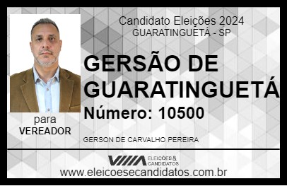 Candidato GERSÃO DE GUARATINGUETÁ 2024 - GUARATINGUETÁ - Eleições