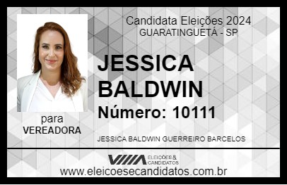 Candidato JESSICA BALDWIN 2024 - GUARATINGUETÁ - Eleições