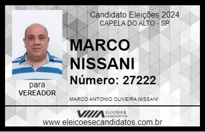 Candidato MARCO NISSANI 2024 - CAPELA DO ALTO - Eleições