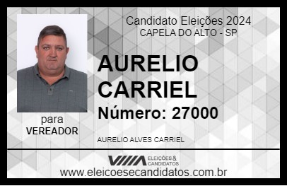 Candidato AURELIO CARRIEL 2024 - CAPELA DO ALTO - Eleições