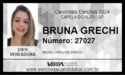 Candidato BRUNA GRECHI 2024 - CAPELA DO ALTO - Eleições