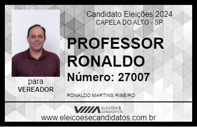 Candidato PROFESSOR RONALDO 2024 - CAPELA DO ALTO - Eleições