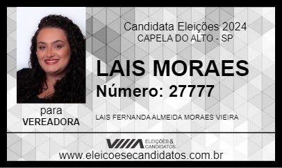 Candidato LAIS MORAES 2024 - CAPELA DO ALTO - Eleições