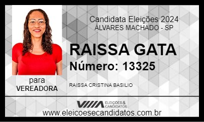 Candidato RAISSA GATA 2024 - ÁLVARES MACHADO - Eleições