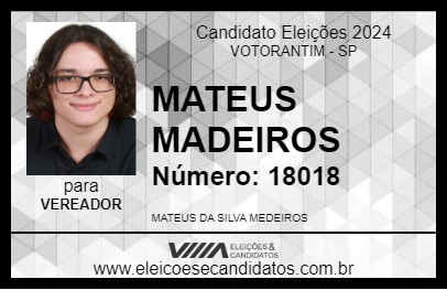 Candidato MATEUS MEDEIROS 2024 - VOTORANTIM - Eleições