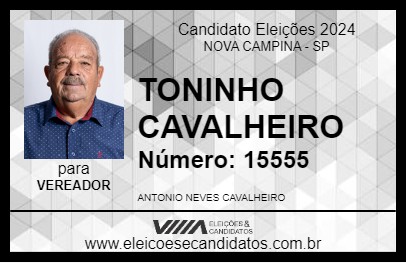 Candidato TONINHO CAVALHEIRO 2024 - NOVA CAMPINA - Eleições