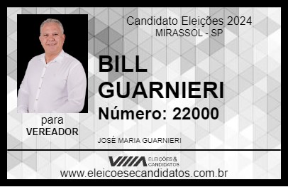 Candidato BILL GUARNIERI 2024 - MIRASSOL - Eleições