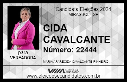 Candidato CIDA CAVALCANTE 2024 - MIRASSOL - Eleições