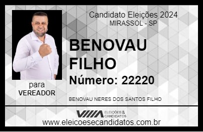 Candidato BENOVAU FILHO 2024 - MIRASSOL - Eleições