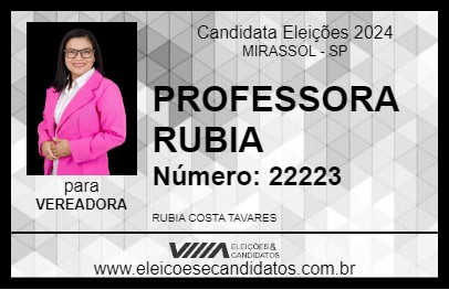 Candidato PROFESSORA RUBIA 2024 - MIRASSOL - Eleições