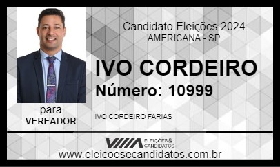 Candidato IVO CORDEIRO 2024 - AMERICANA - Eleições